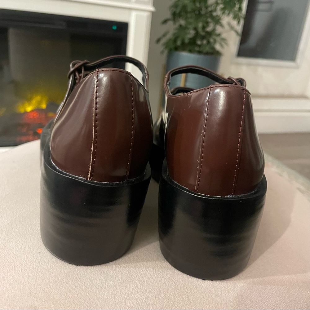 NWOT Camper Billie Platform Mary Jane Heeled Leather Shoes in Burgundy - Picture 5 of 13